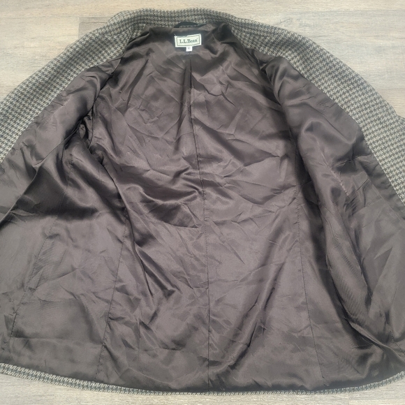LL Bean Blazer Vintage Womens 10 Houndstooth Three Button Wool Jacket - Picture 13 of 13